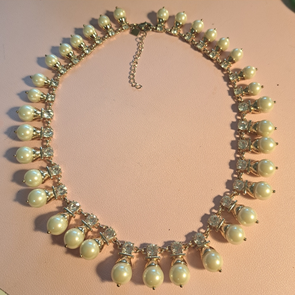 Banana Republic Faux Pearl & CZ Necklace